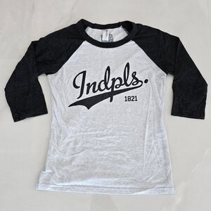 Indianapolis Three-Quarter Sleeve Tee in Black and Gray - XS